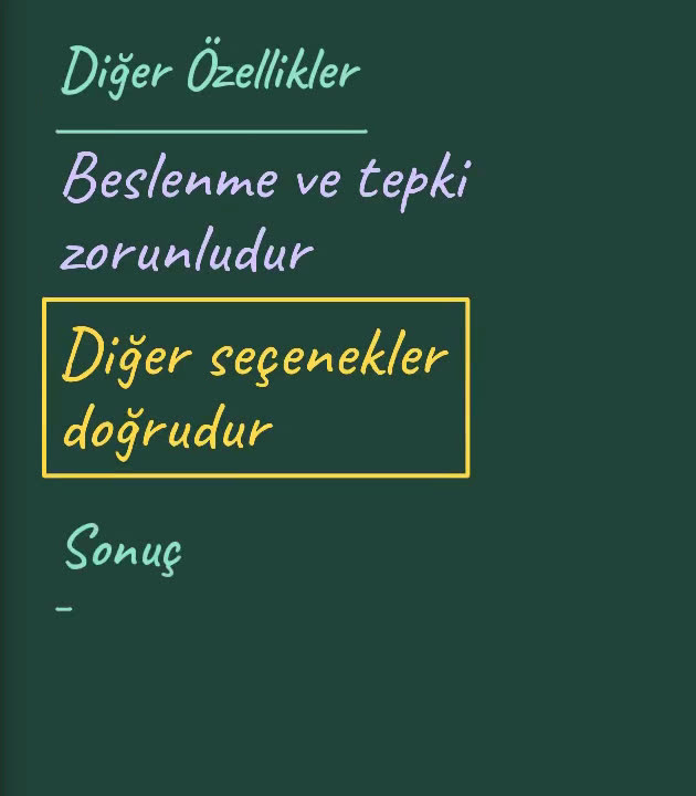 Biyoloji çözümünün tahtası: Seçenekler gruplanır, sonuç kutulanır.