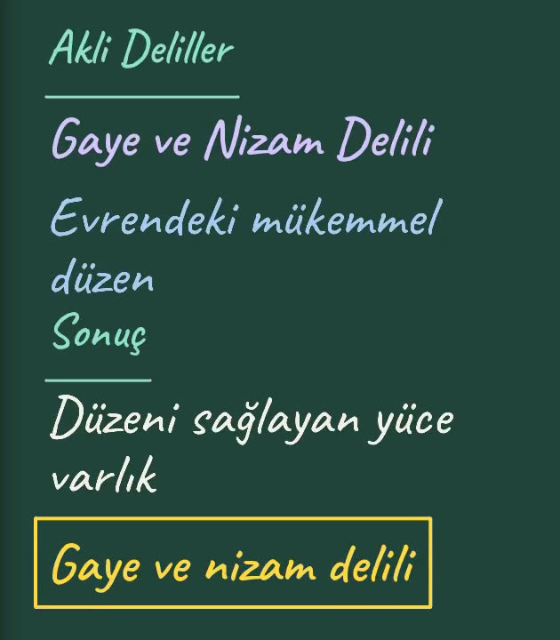 Din Kültürü çözümünün tahtası: Kavram başlığı ve kutulanmış sonuç.